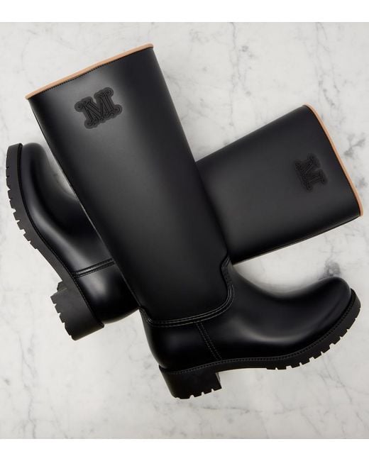 Max Mara Black Monogram Rain Boots