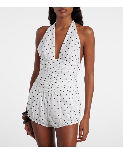 Posse White Edie Polka-Dot Halterneck Top