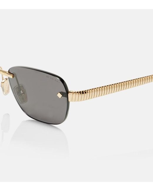 BVLGARI Gray Tubogas Rectangular Sunglasses