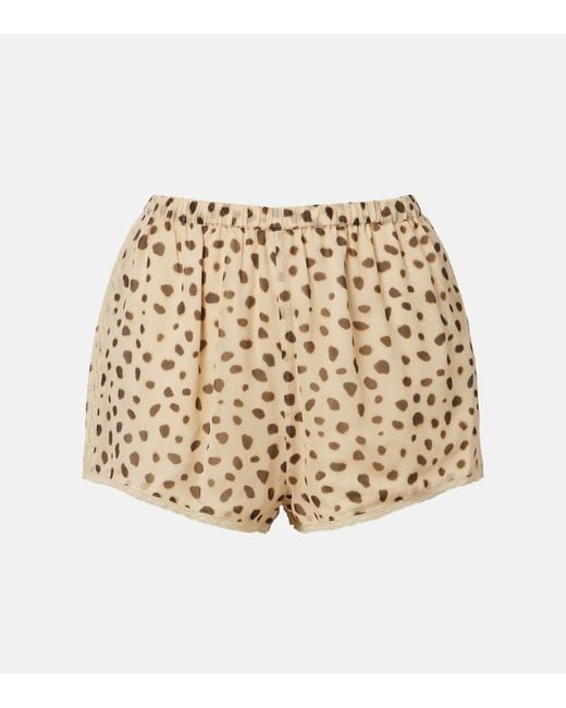 Posse Natural Priscilla Leopard-Print Silk Shorts