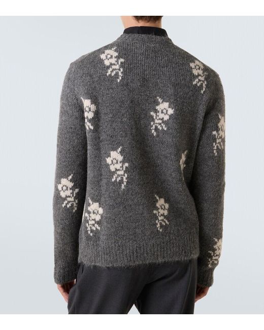 Jil Sander Gray Floral Intarsia Alpaca And Wool-Blend Sweater for men