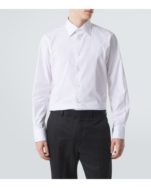 Zegna White Cotton-Blend Poplin Shirt for men