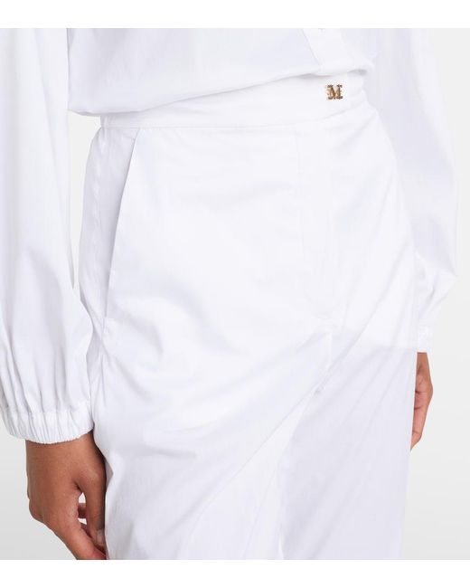 Max Mara White Curve Cotton-Blend Cropped Straight Pants