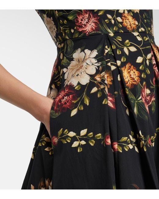 Agua Bendita Black Alcaparra Floral Cotton Midi Dress