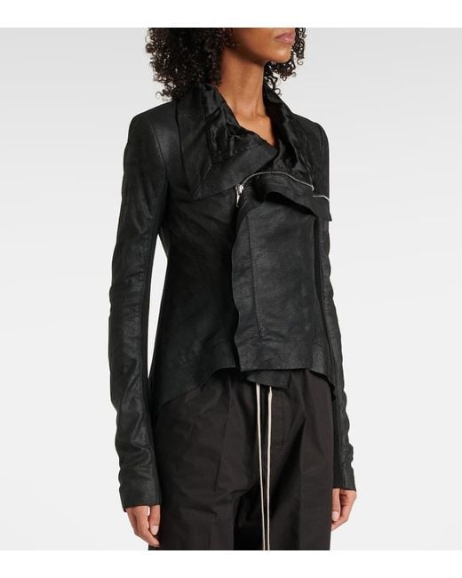 Rick Owens Hollywood Naska Biker Leather Jacket in Black