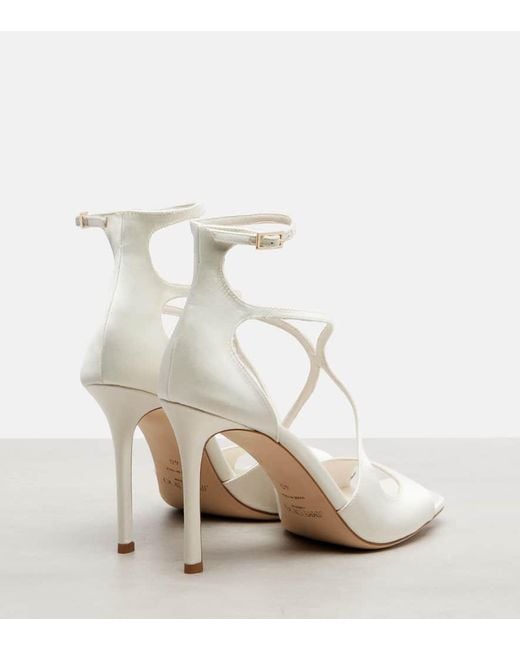 Jimmy Choo White Sandalen Azia 95 Aus Satin