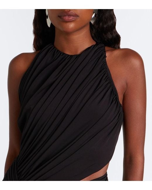 David Koma Black Cutout Draped Minidress