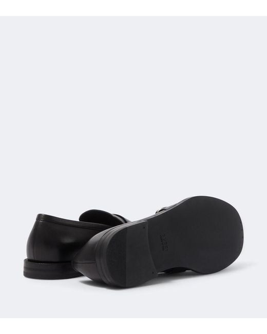 Gucci Black Double G Leather Loafers for men