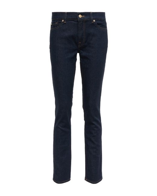 Jean skinny raccourci a taille haute Jean 7 For All Mankind en coloris Noir Femme Vêtements Jeans Jeans skinny 