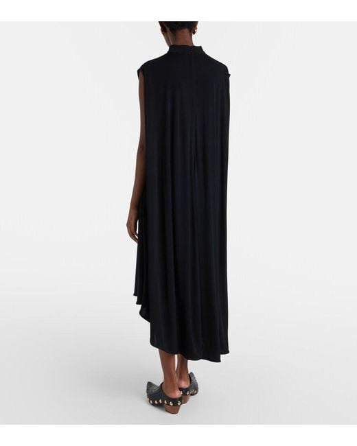 Bottega Veneta Black Asymmetric Crepe Jersey Cocktail Dress