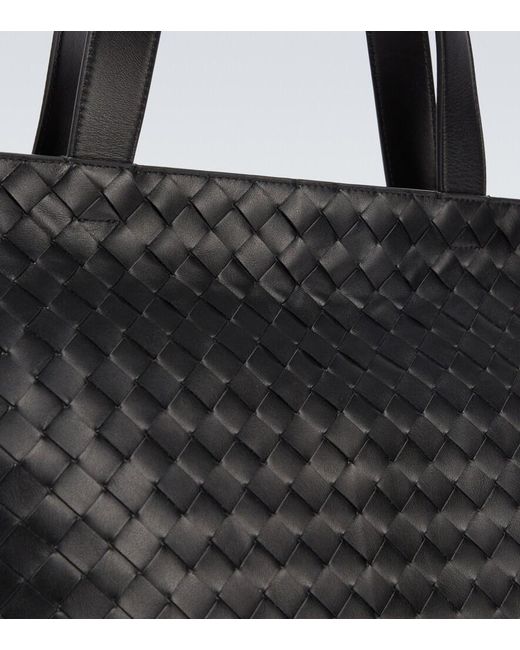 Bottega Veneta Black Intrecciato Small Leather Tote Bag for men