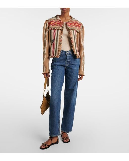 Agolde Blue V-Waist Baggy Straight Jeans