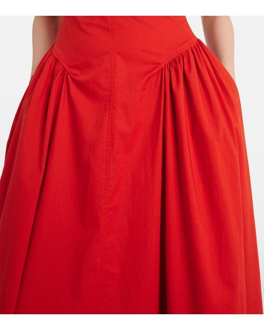 Faithfull The Brand Red Olas Cotton Midi Dress