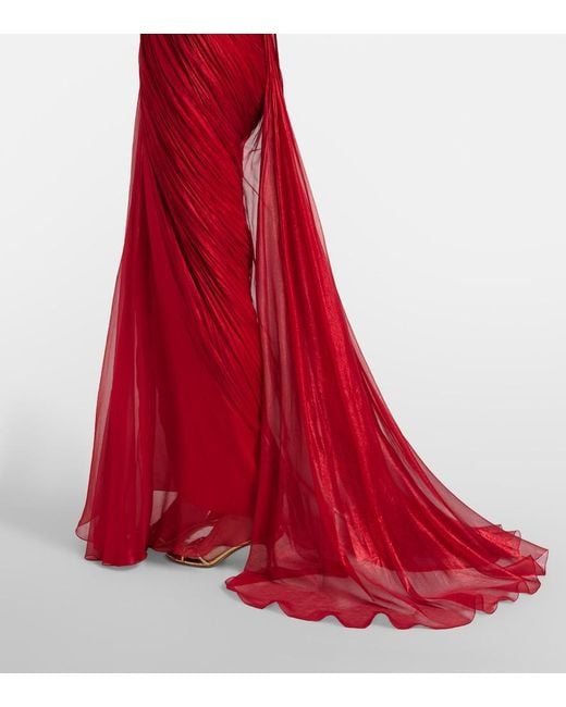 Maria Lucia Hohan Red Cecilia Draped Silk Gown