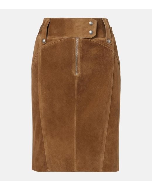 Tom Ford Brown Suede Pencil Skirt
