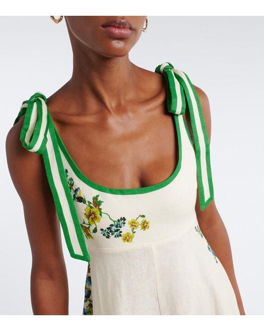 ALÉMAIS Green Phyllis Floral Linen Maxi Dress