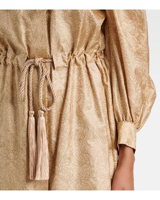 Max Mara Ape Belted Silk Twill Maxi Dress in Natural | Lyst