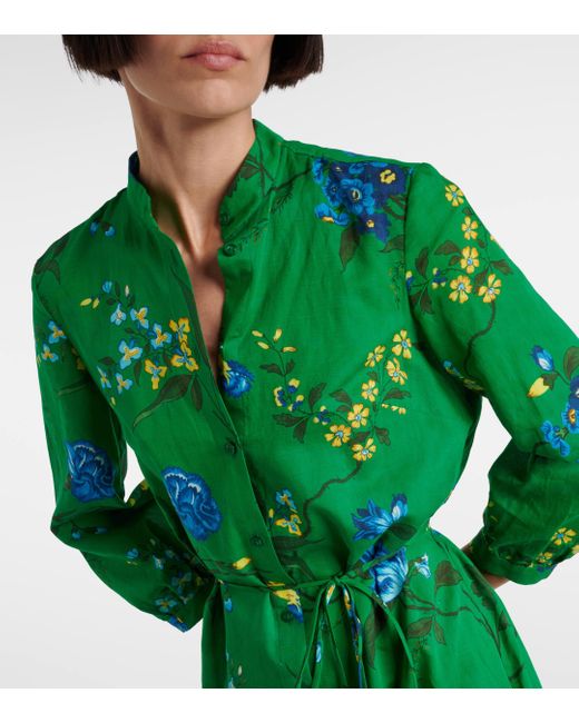 Erdem Green Cotton-blend Shirt Dress