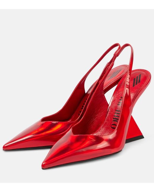 The Attico Red Cheope Leather Slingback Pumps