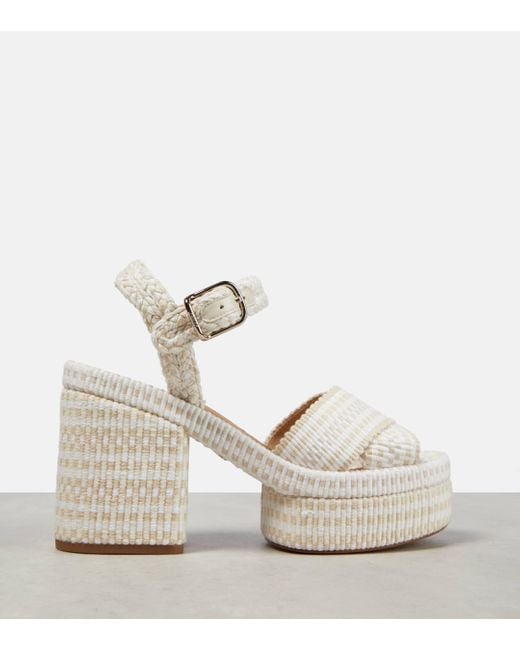 Chloé White Odina Raffia-effect Platform Sandals