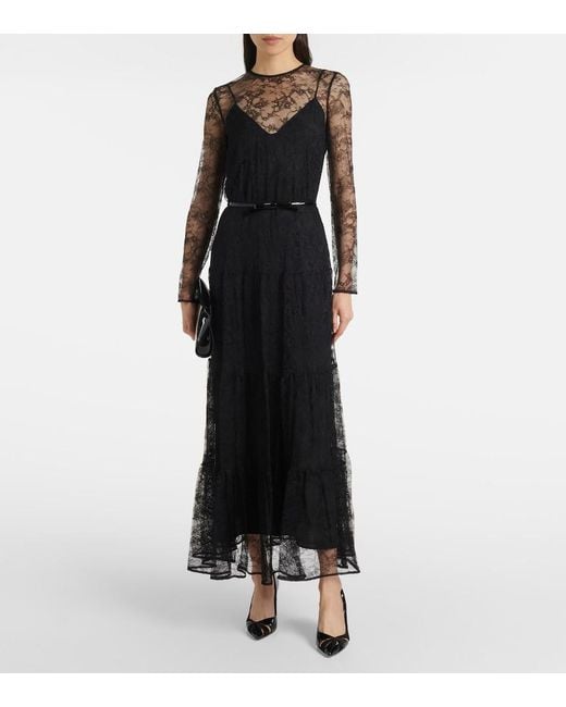 Max Mara Black Modane Lace Maxi Dress