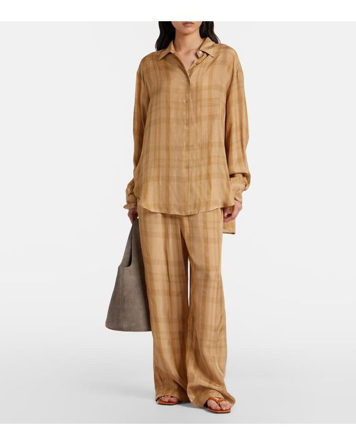 Frankie Shop Natural Peri Checked Twill Shirt