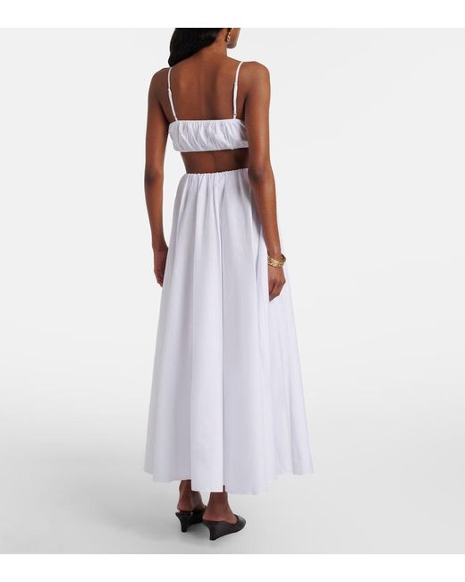 Staud White Milano Pleated Cotton Maxi Skirt