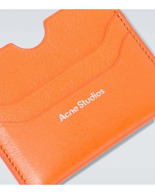 Acne Orange Leather Card Holder for men