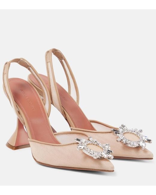 AMINA MUADDI Pink Begum 95 Mesh Slingback Pumps