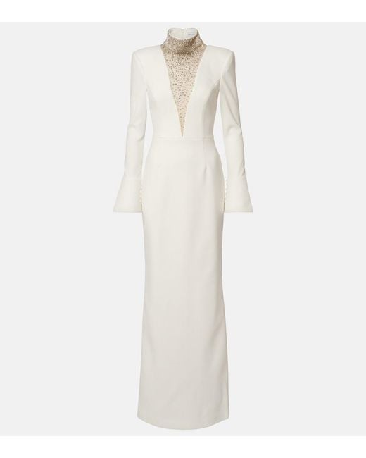Rebecca Vallance White Bridal Melva Embellished Crepe Gown