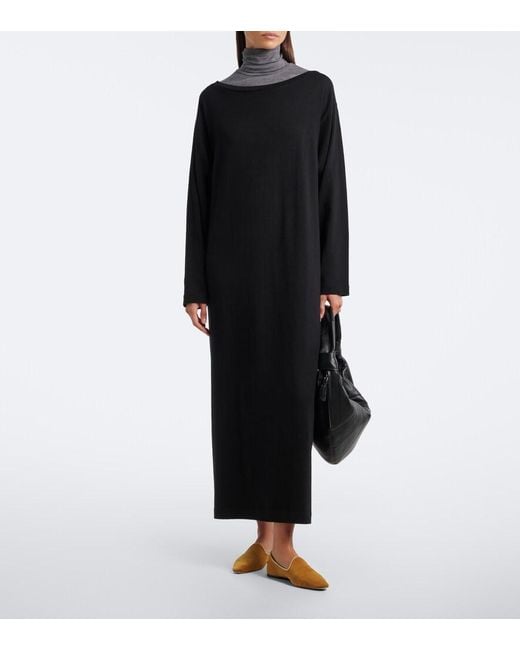 Extreme Cashmere Black N°503 Pillar Cotton And Cashmere Maxi Dress