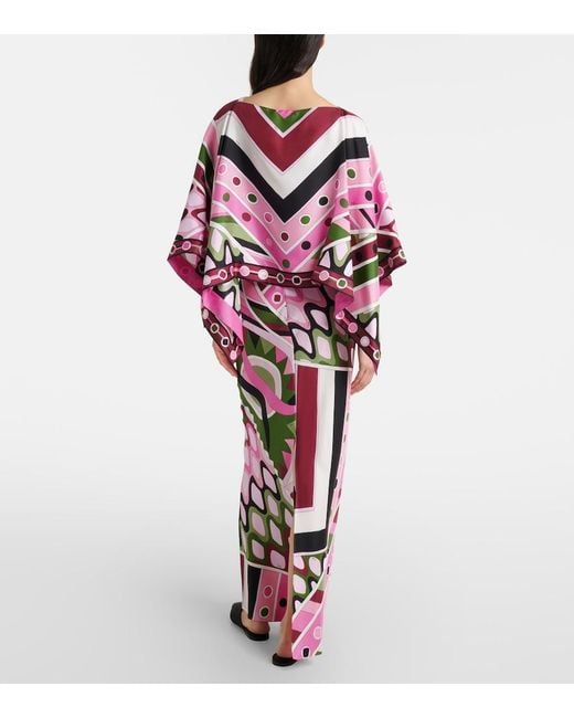 Emilio Pucci Vivara Layered Silk Satin Maxi Dress