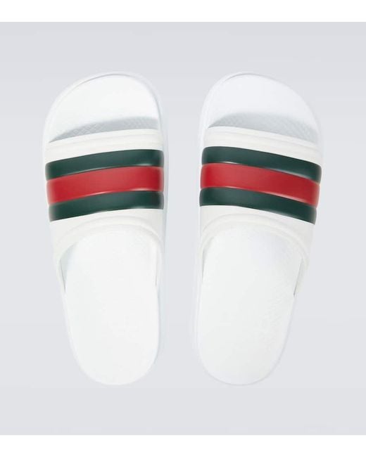 Sandalo Slider Con Nastro Web di Gucci in White da Uomo