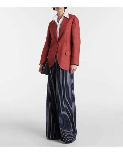 Brunello Cucinelli Red Hemp And Linen Gabardine Blazer