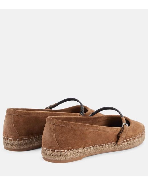 Brunello Cucinelli Brown Monili Suede Espadrilles