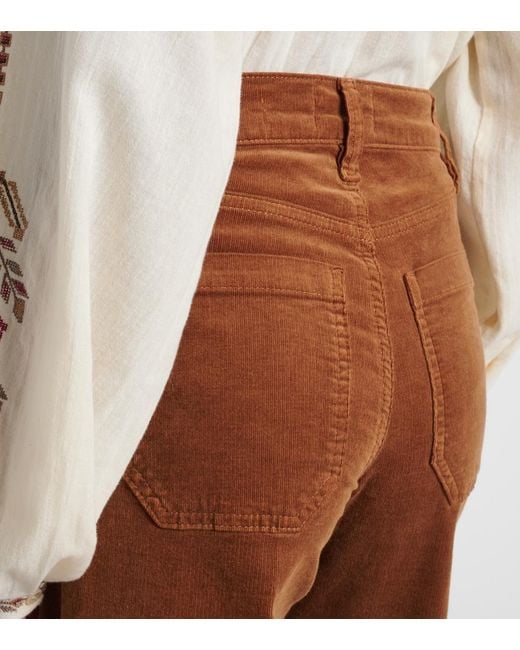 FRAME Brown Le Slim Palazzo Cotton Corduroy Wide-Leg Pants
