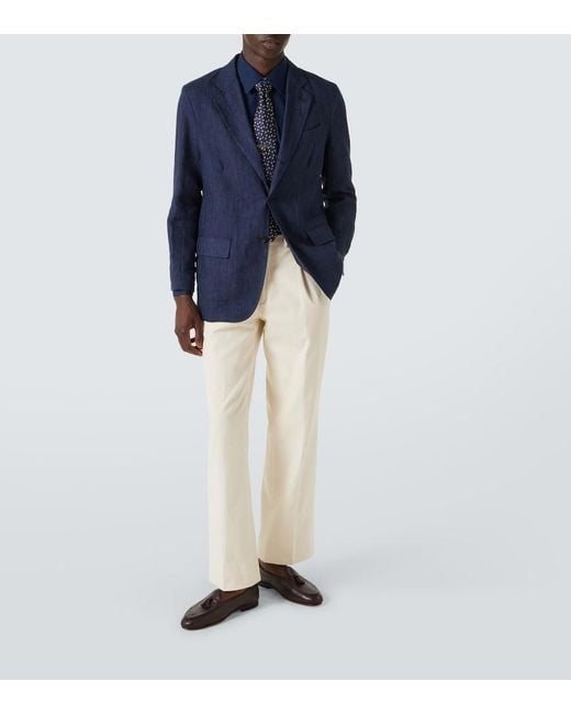 Charvet Blue Cotton Poplin Shirt for men