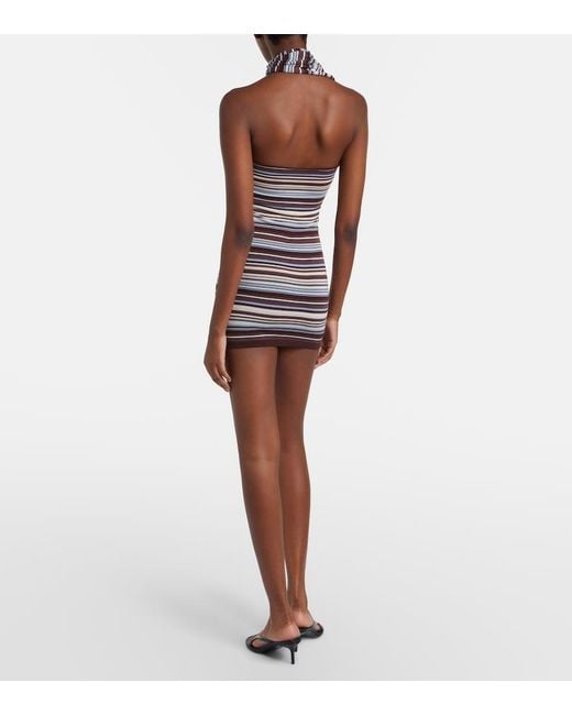 AYA MUSE Multicolor Knitted Scarf-Detail Striped Minidress