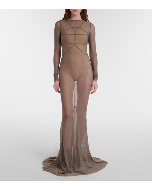 Rick Owens Gray Temple Tulle Gown