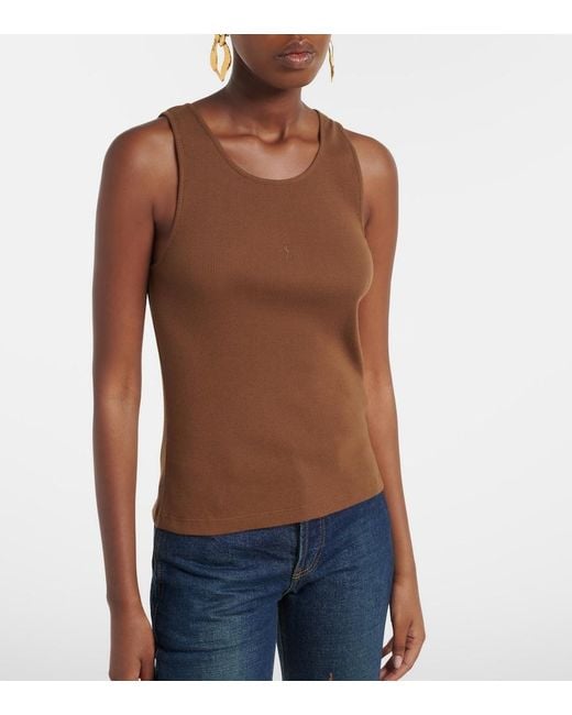 Saint Laurent Brown Cassandre Cotton Jersey Tank Top