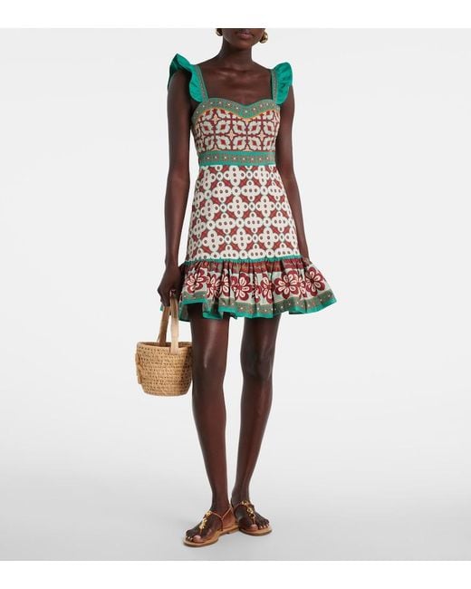 LaDoubleJ Red Mini Gingerbread Printed Minidress