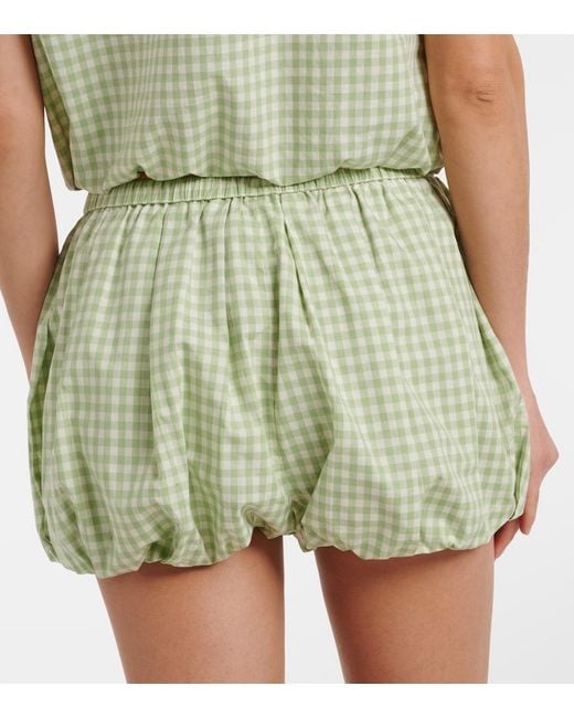 Jonathan Simkhai Green Gingham Cotton-Blend Shorts