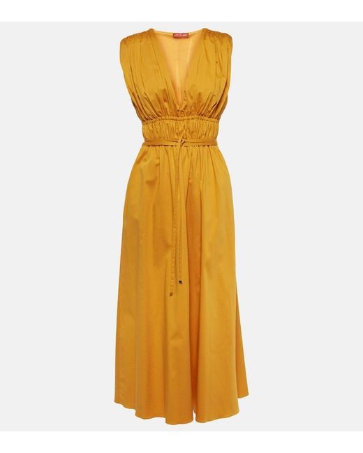 Altuzarra Yellow Fiona Ruched Cotton-Blend Midi Dress