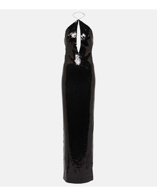 Monot Black Elsa Cutout Sequined Gown