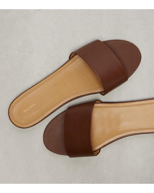 The Row Brown Signum Leather Slides