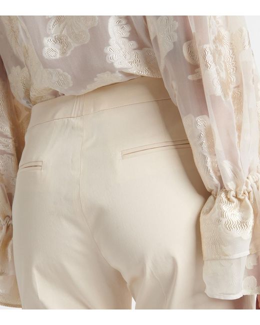 Etro Natural High-Rise Cotton-Blend Tapered Pants