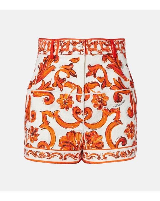 Dolce & Gabbana Red Majolica Printed Shorts