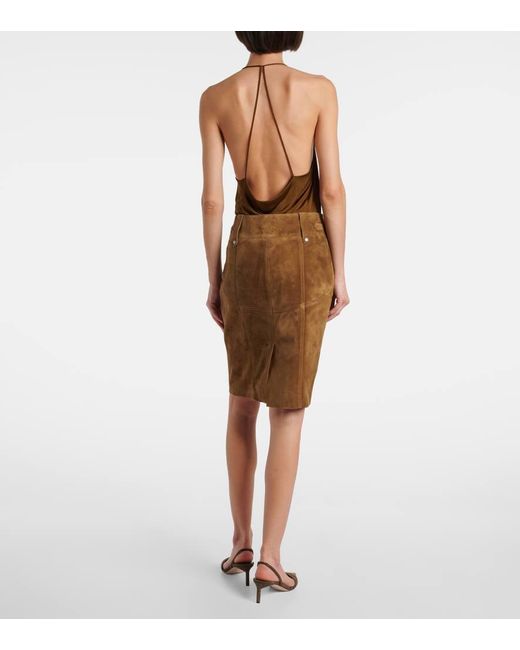 Tom Ford Brown Bleistiftrock Aus Veloursleder