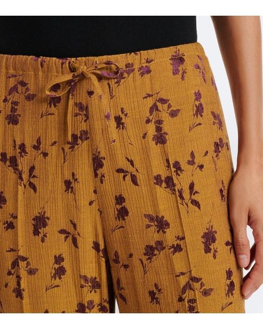 Dries Van Noten Yellow Floral Wide-Leg Pants