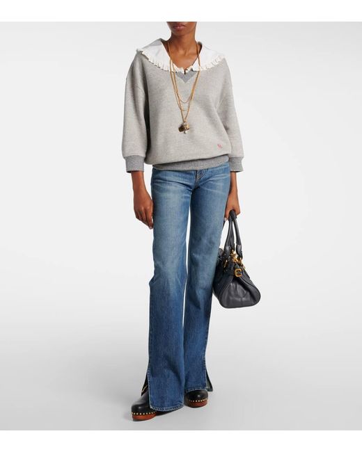 Chloé Gray Cotton-Blend French Terry Sweatshirt